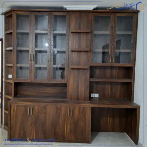کتابخانه و میز تحریر،ام دی اف طرح چوب