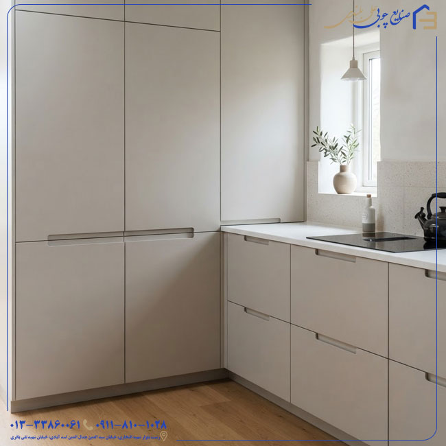 کابینت بدون دستگیره (یکدست و مینیمال)؛ انتخابی مدرن برای آشپزخانه شما | صنایع چوبی علی بلندی